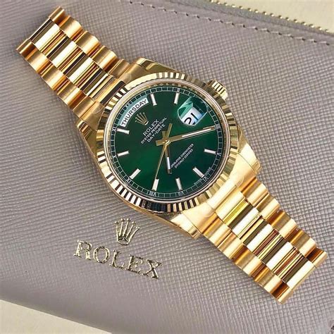 rolex daydate gold grün|day date rolex watch price.